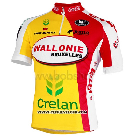2013 Maillot Ciclismo Wallonie Bruxelles Jaune et Rouge Manches Courtes et Cuissard